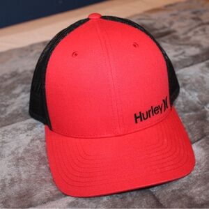 Hurley Corp Staple Trucker Snapback Hat - Red/Black